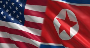 US and North Korea flags