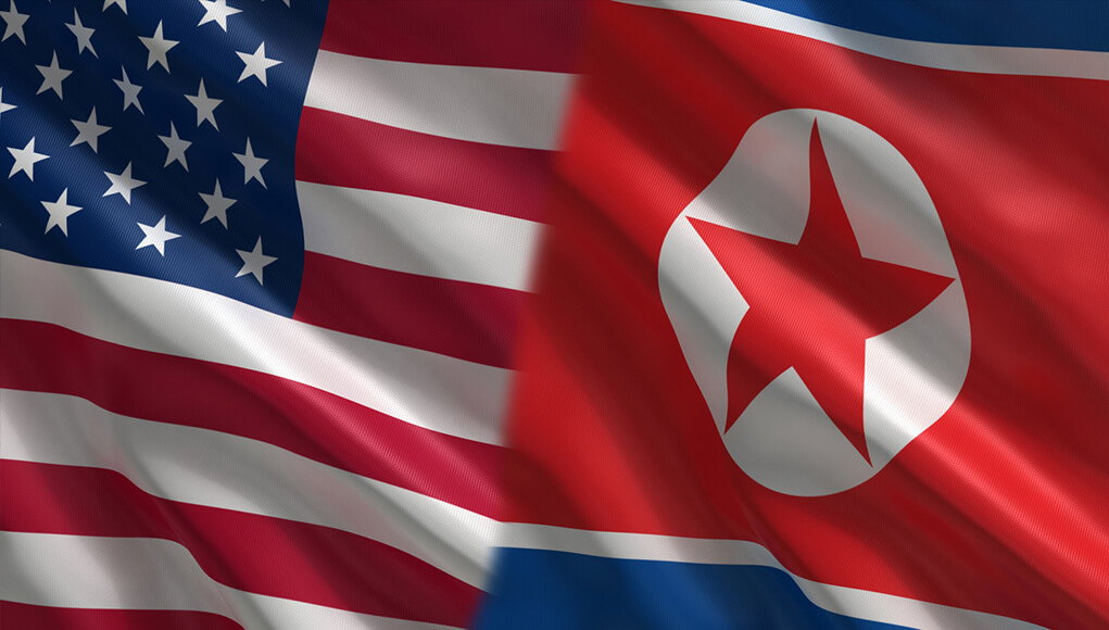 US and North Korea flags