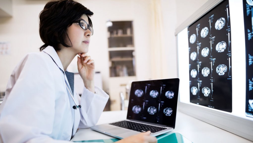 Doctor examining radiology scans