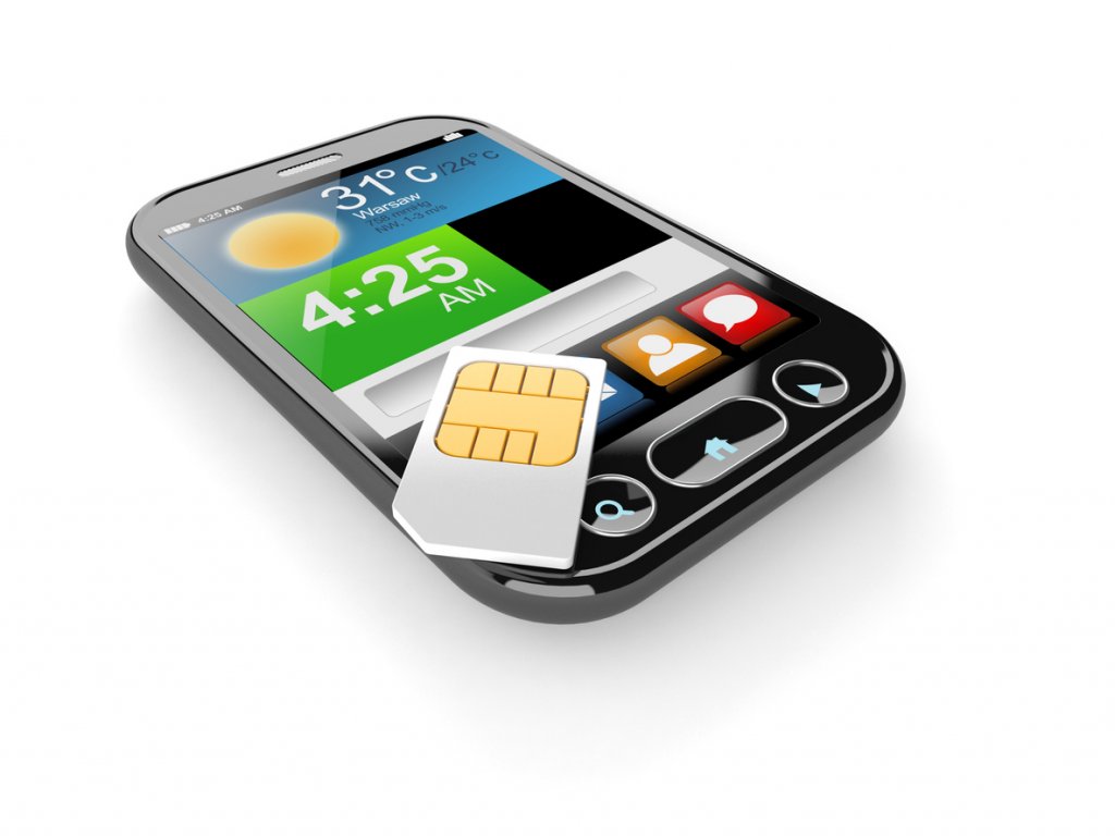 Smart phone with SIM card