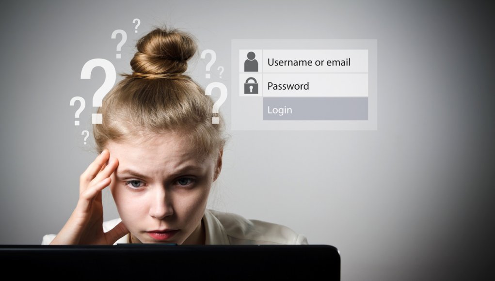 Young professional wondering about the username and password that she used