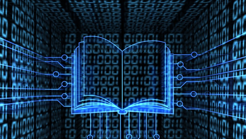Computer systems integrated with a large book, to represent malware in the education system