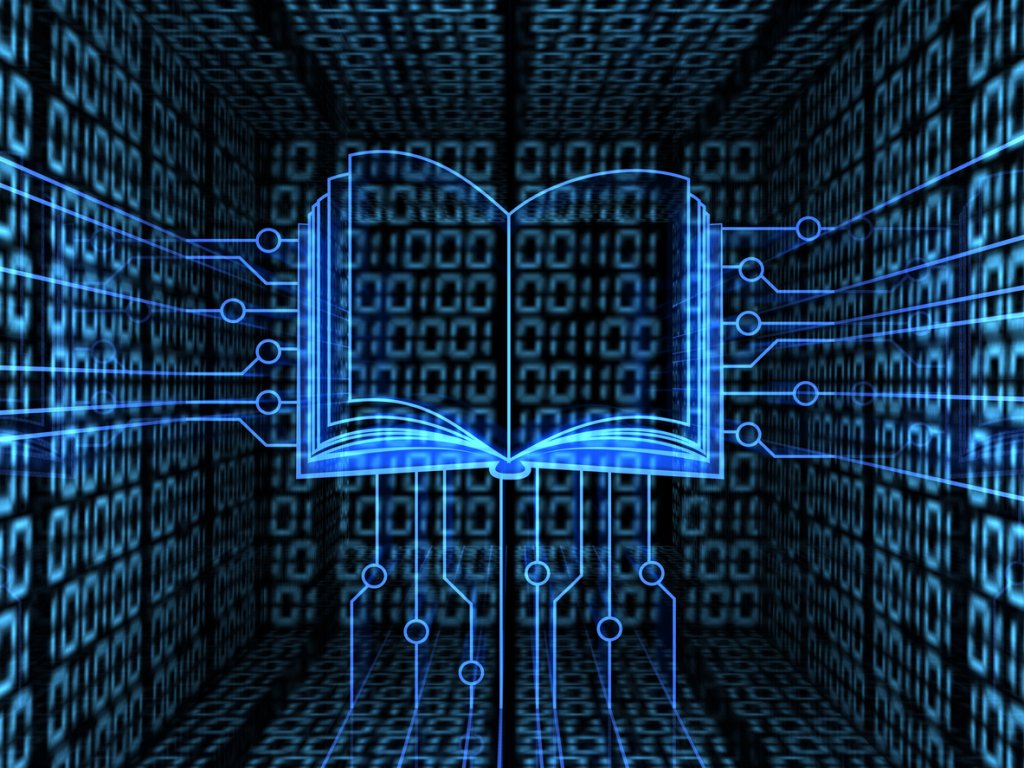 Computer systems integrated with a large book, to represent malware in the education system