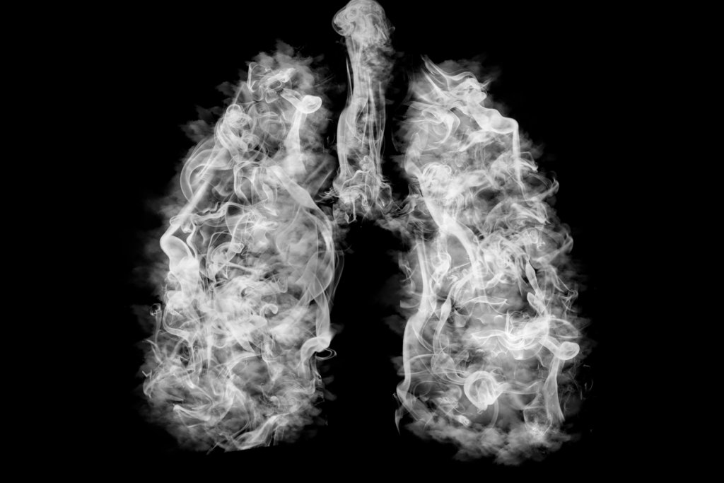 Illustration of a toxic smoke in lungs