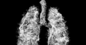 Illustration of a toxic smoke in lungs