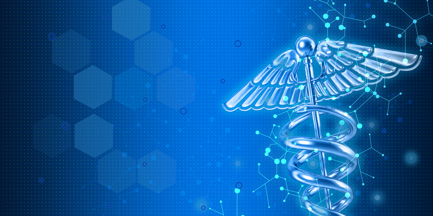 Medical symbol image on high tech blue background