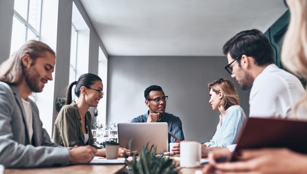 Business people working in a modern office setting