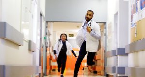 Doctor on Call Running to Emergency