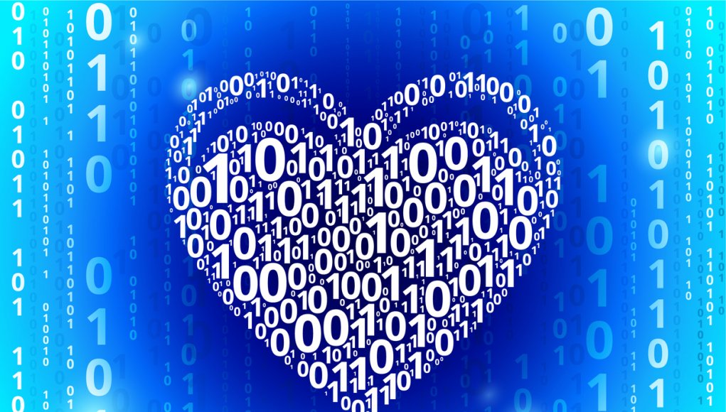 Heart Binary Code Blue Vector Pattern Background
