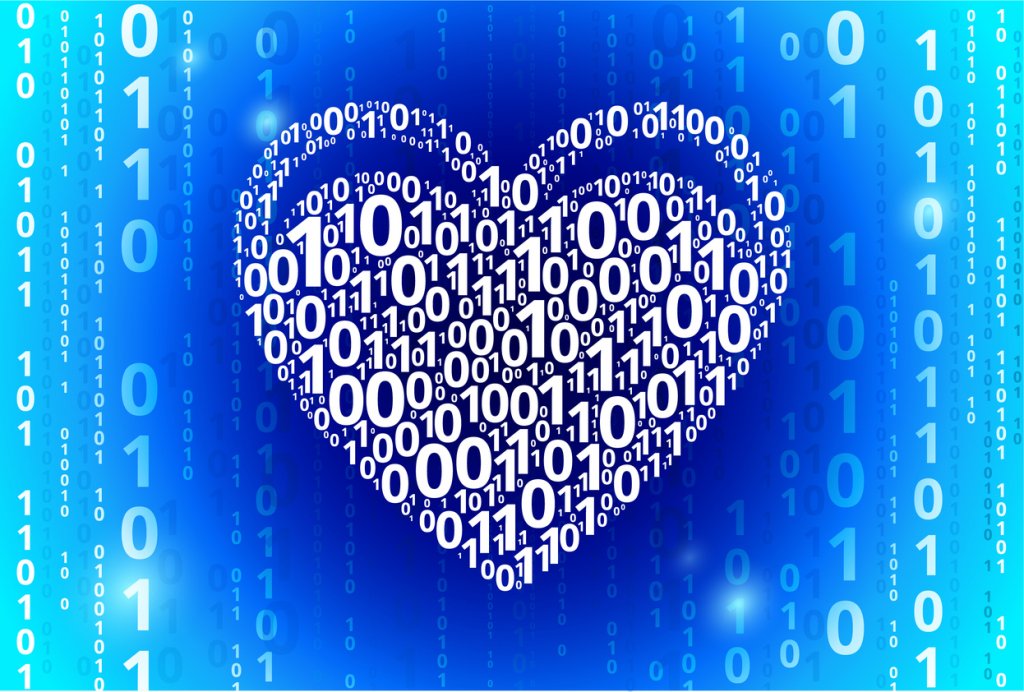 Heart Binary Code Blue Vector Pattern Background