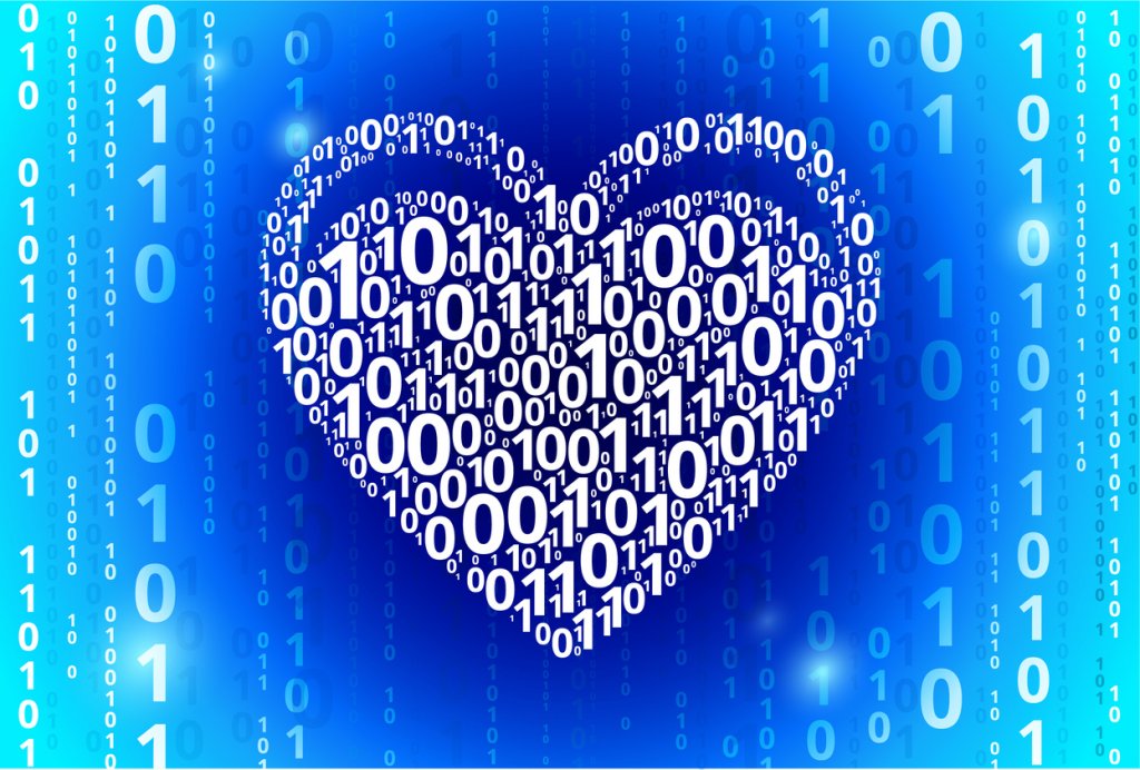 Heart Binary Code Blue Vector Pattern Background