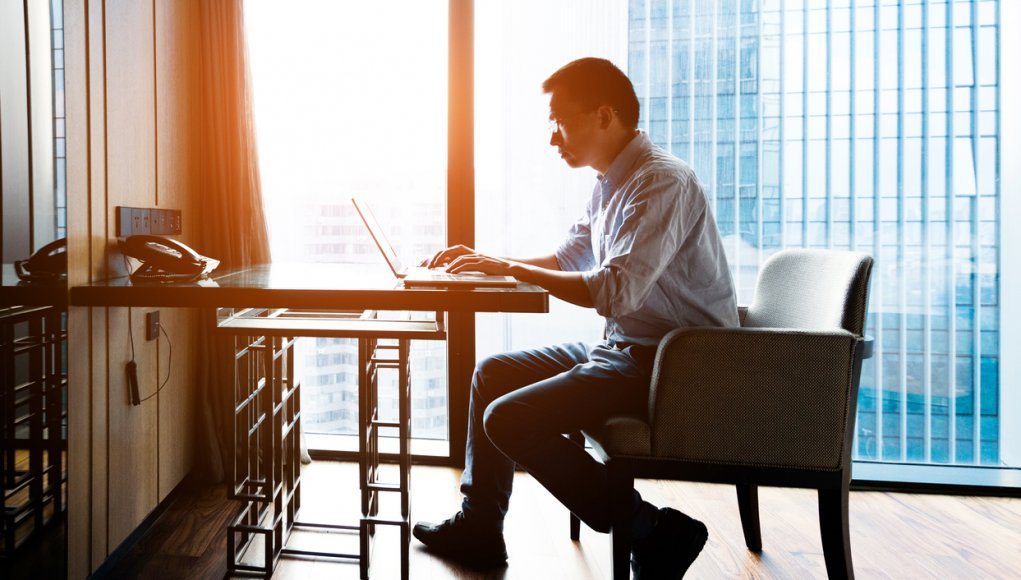 Businessman working on laptop