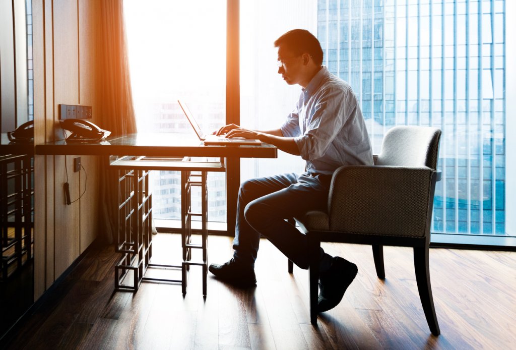 Businessman working on laptop