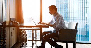 Businessman working on laptop