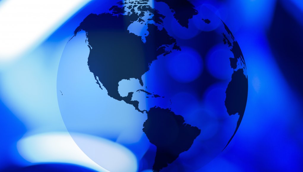 Image of globe, abstract in blue