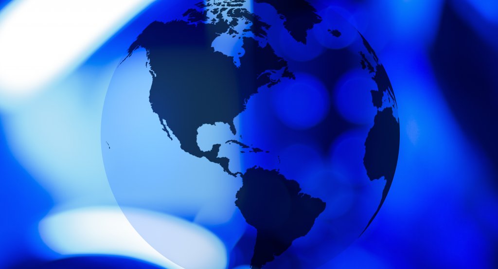 Image of globe, abstract in blue