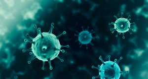Coronavirus spores in viscous, aqueous solution