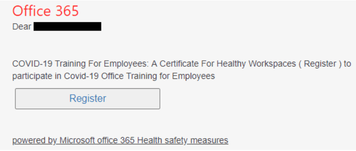 Example of office 356 phishing email