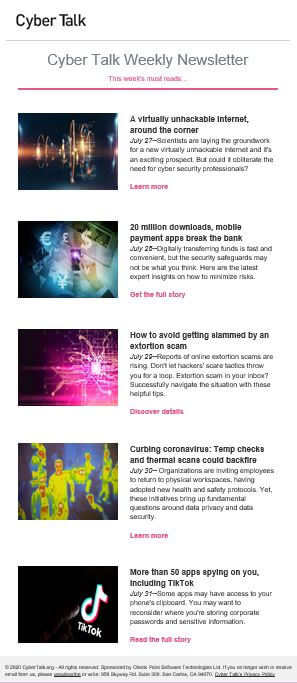 Cyber Talk Weekly Newsletter, Example Image