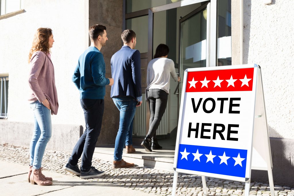 People lining up to vote