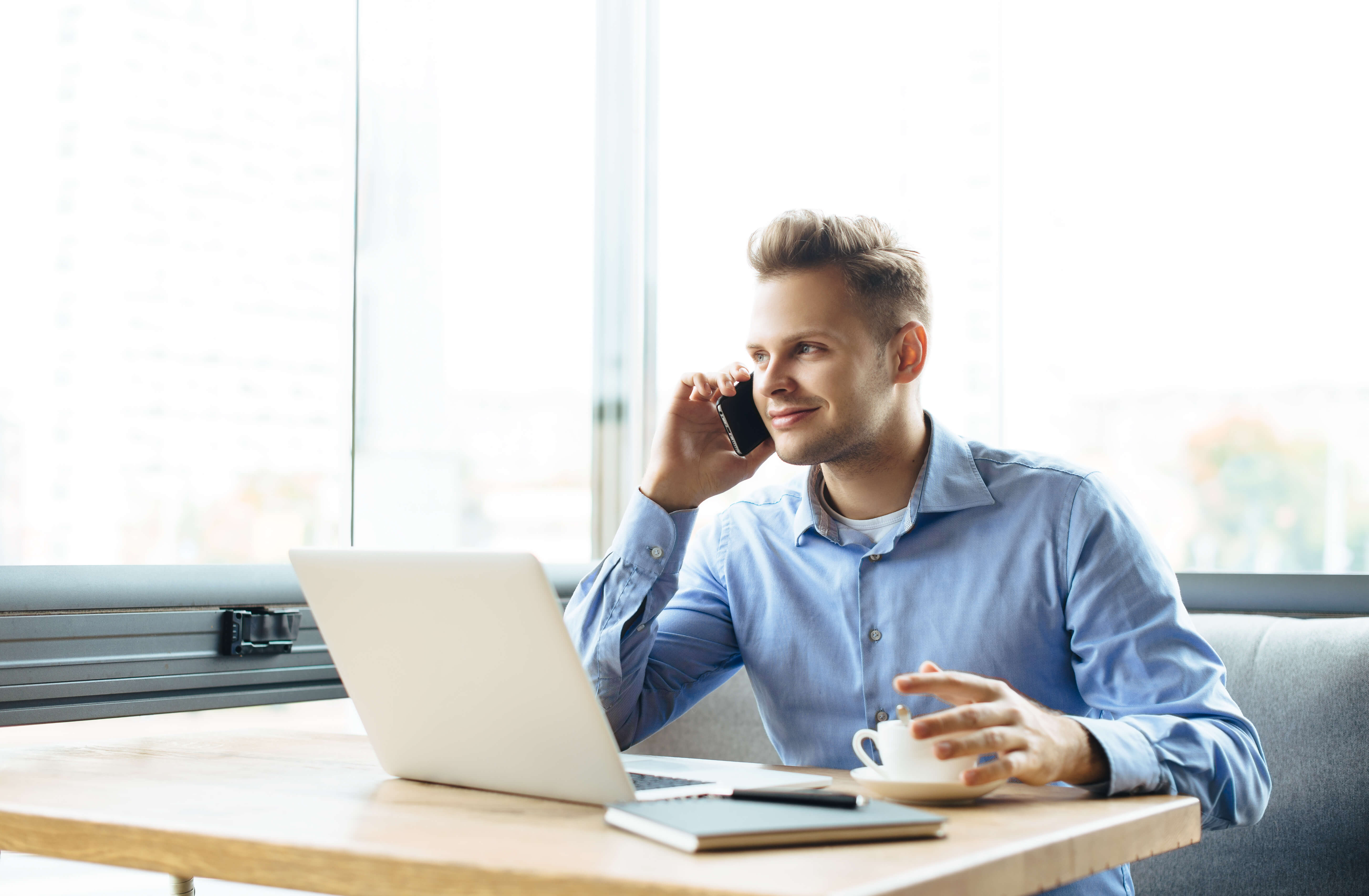 Person working remotely on mobile device