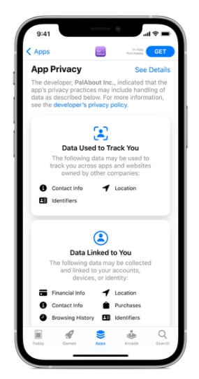 Privacy and data labeling, iOS phone
