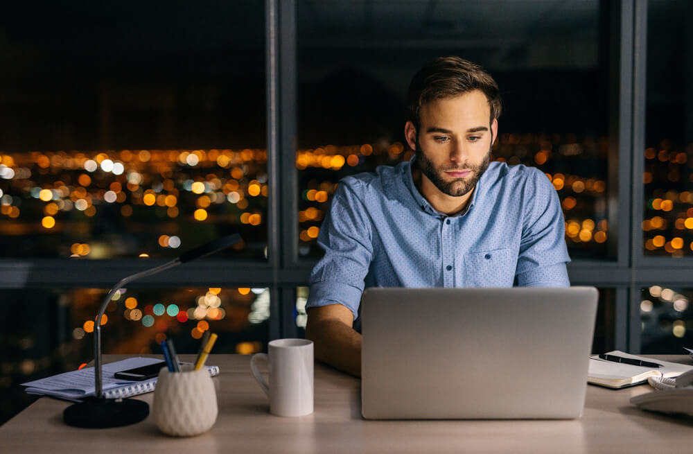 Work life balance concept, businessperson at desk