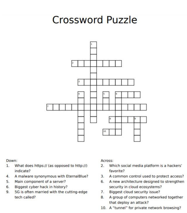 Cyber security crossword