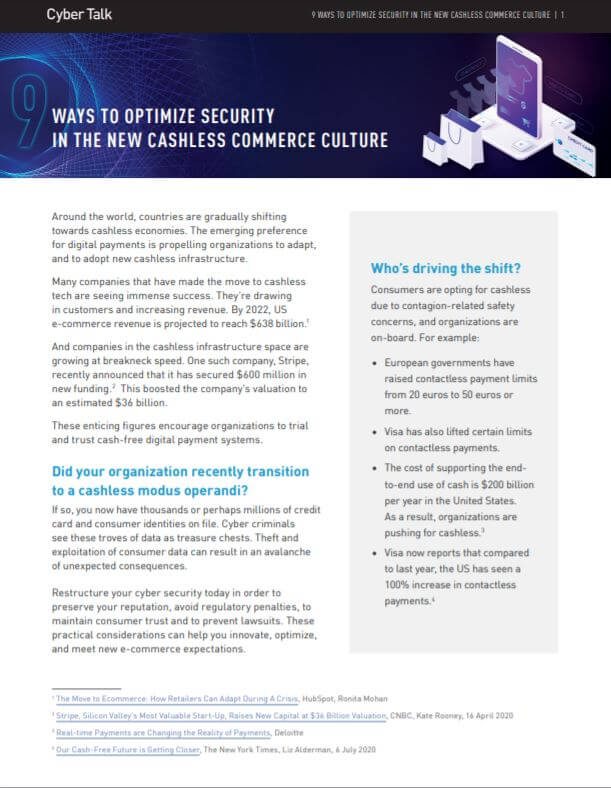 Optimizing security in a cashless, e-commerce culture