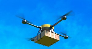 Drone delivery with pizza