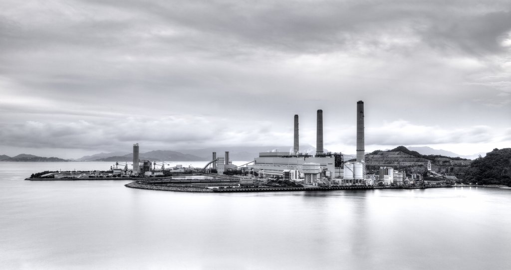 Power plant in black and white concept