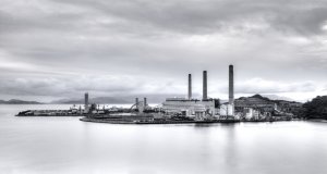 Power plant in black and white concept