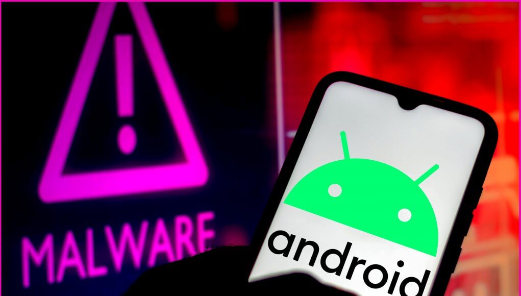 Malware on android phone concept