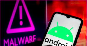 Malware on android phone concept