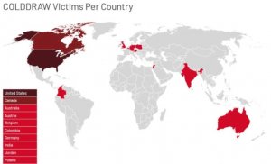 Map of Cuba Ransomware attack targets