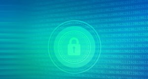 Abstract cyber security concept - lock and binary code
