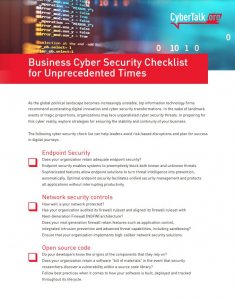 Business Cyber Security Checklist for Unprecedented Times