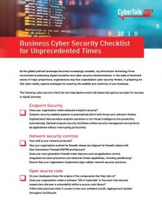 Business Cyber Security Checklist for Unprecedented Times