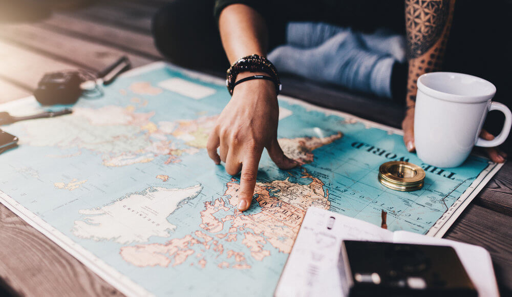 Planning a vacation with a map