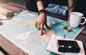 Planning a vacation with a map