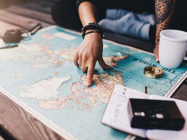 Planning a vacation with a map