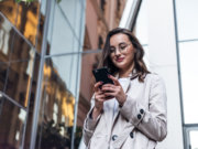 Business person with iPhone