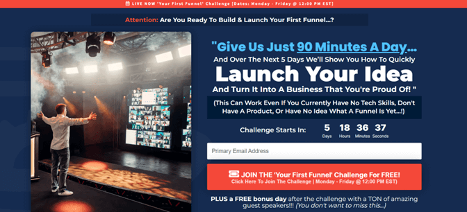 An example of a ClickFunnels landing page. (Image credit: ClickFunnels)