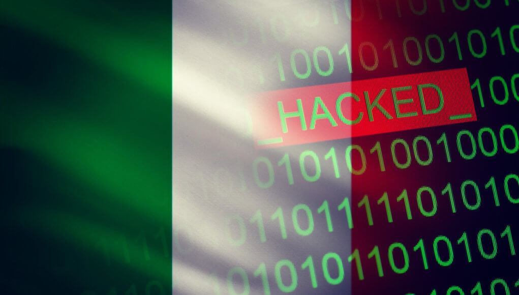 Italian flag and coding or hacking concept art