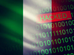 Italian flag and coding or hacking concept art
