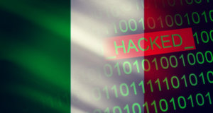 Italian flag and coding or hacking concept art