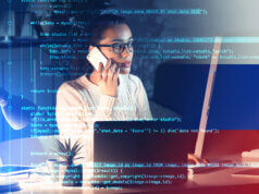 Person working, cyber security concept art