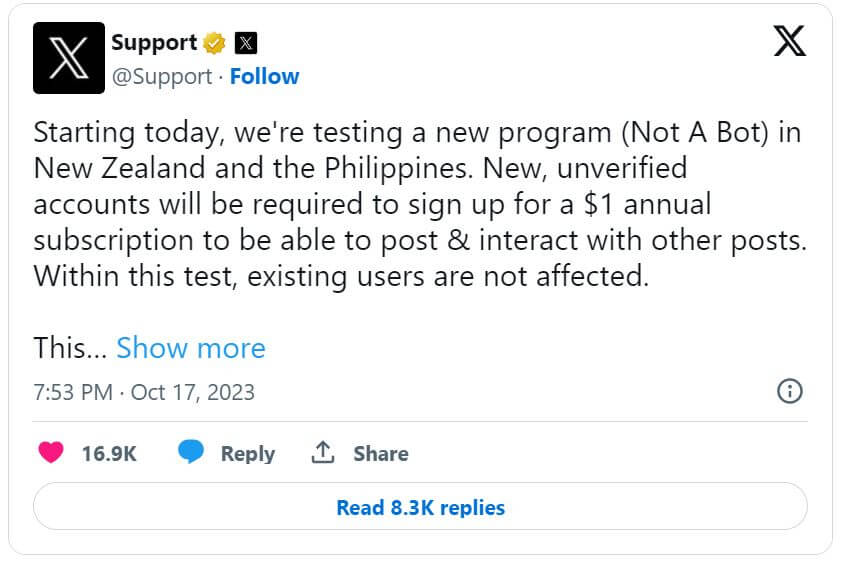 "Not a Bot" Twitter Comment from Customer Service Account